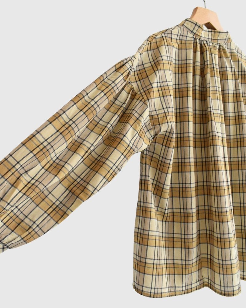 チェックヘンリーシャツ Beige/NavyCheck