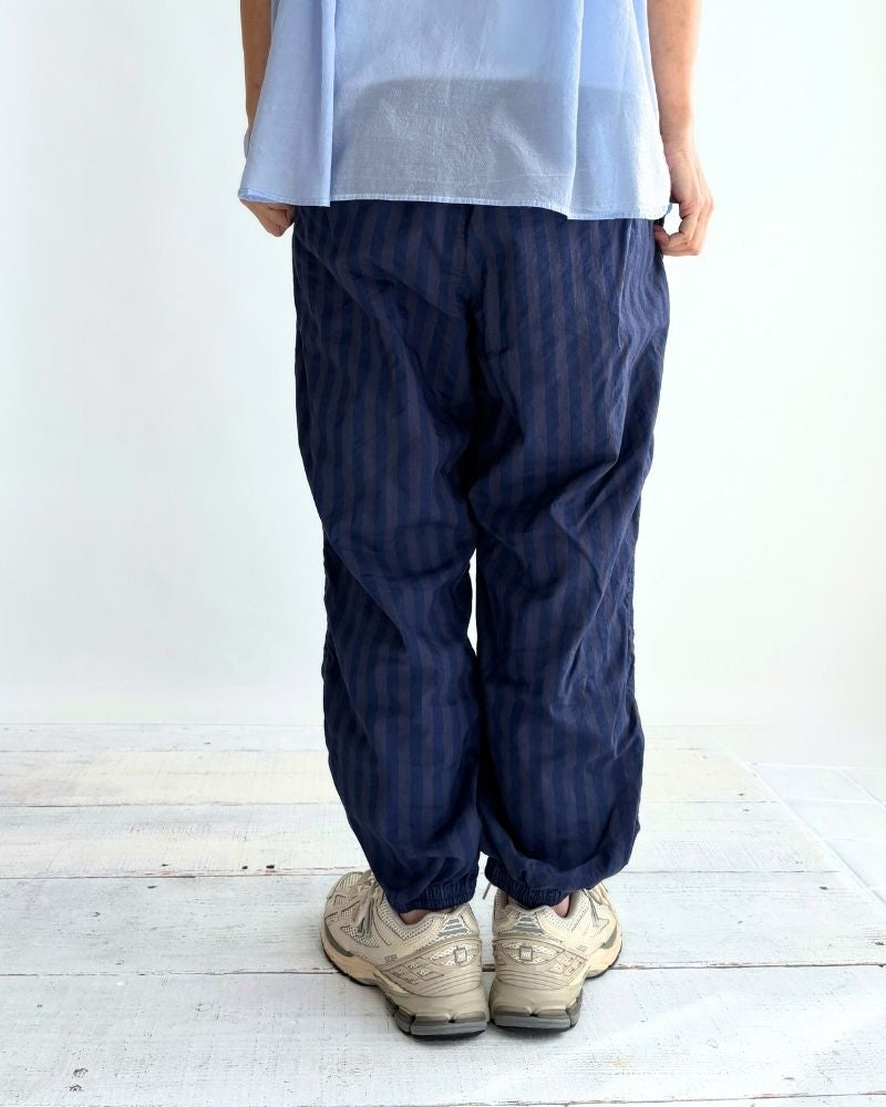 POPLIN WIDE STRIPE (OVERDYE) EASY PANTS PurpleNavy