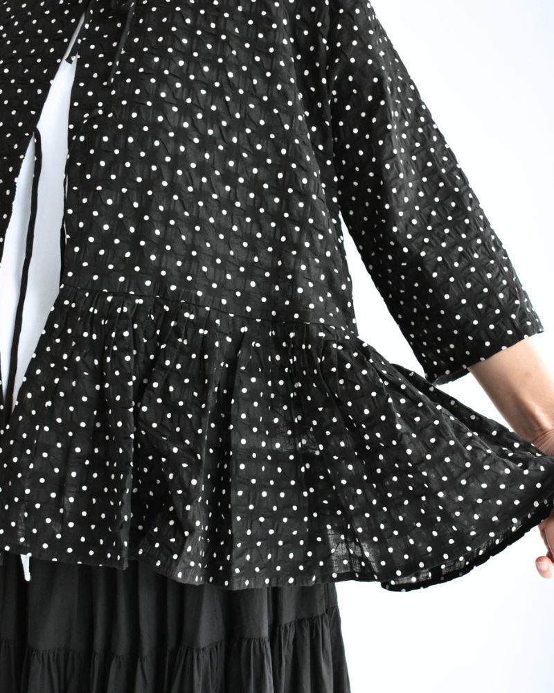 リップルドット カシュクールブラウス Black/White