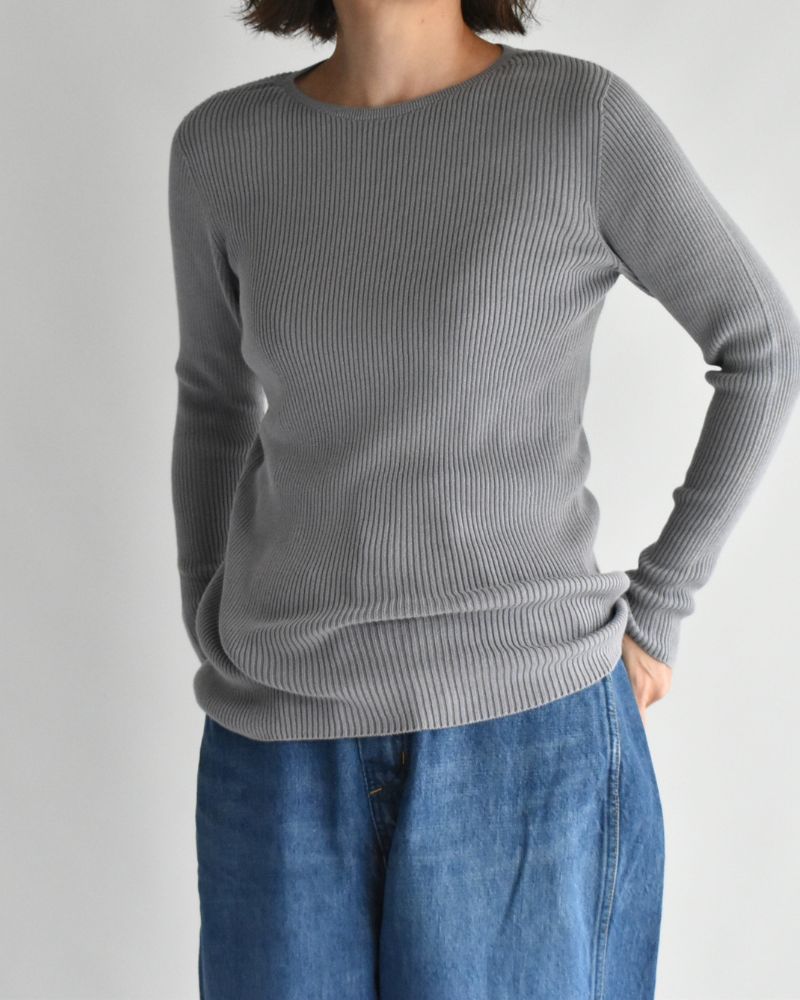 JAPAN WHOLEGARMENT リブニットプルオーバー LightGray