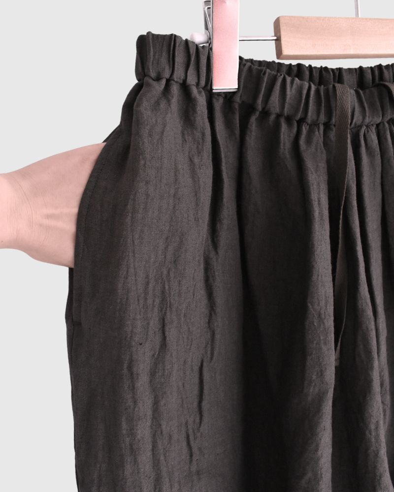 ワイドコクーン ギャザーパンツ（LINEN） Brown