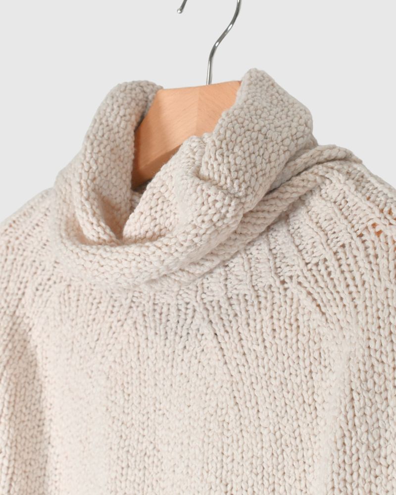 3GG TURTLE NECK PONCHO Natural