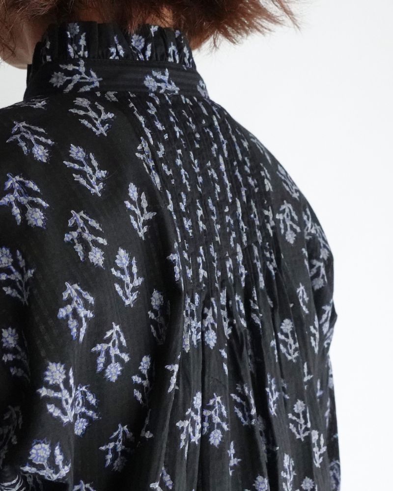 FRILL COLLAR SHIRT WITH MINI PINTUCK Black