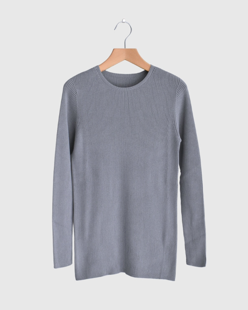 JAPAN WHOLEGARMENT リブニットプルオーバー LightGray