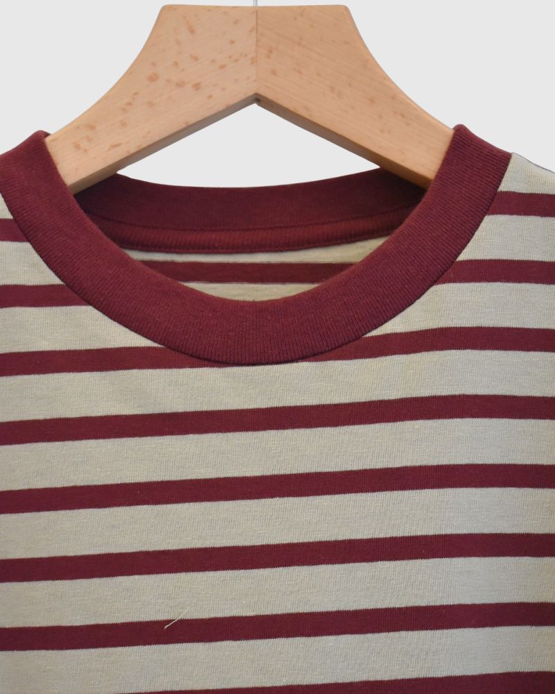 taco cotton ボーダーL/S Beige/Bordeaux