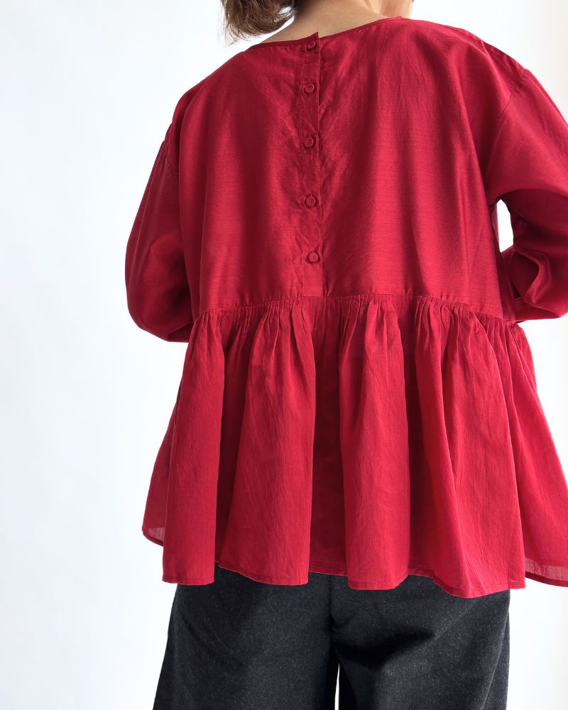RAHASTHAN TUCK GATHERED PULLOVER Red