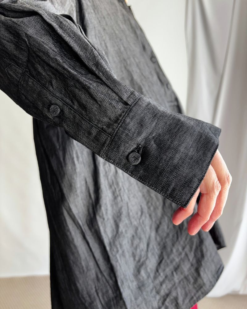 ギャザーロングプルオーバーシャツ（DENIM） Black