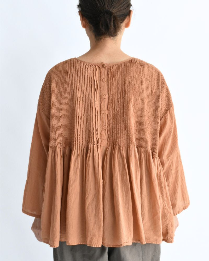 CREW-NECK 3/4 SL SHIRT WITH MINI PINTUCK DarkOrange