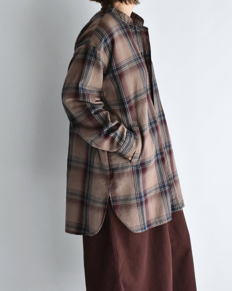 STAND COLLAR SHIRT Mocha