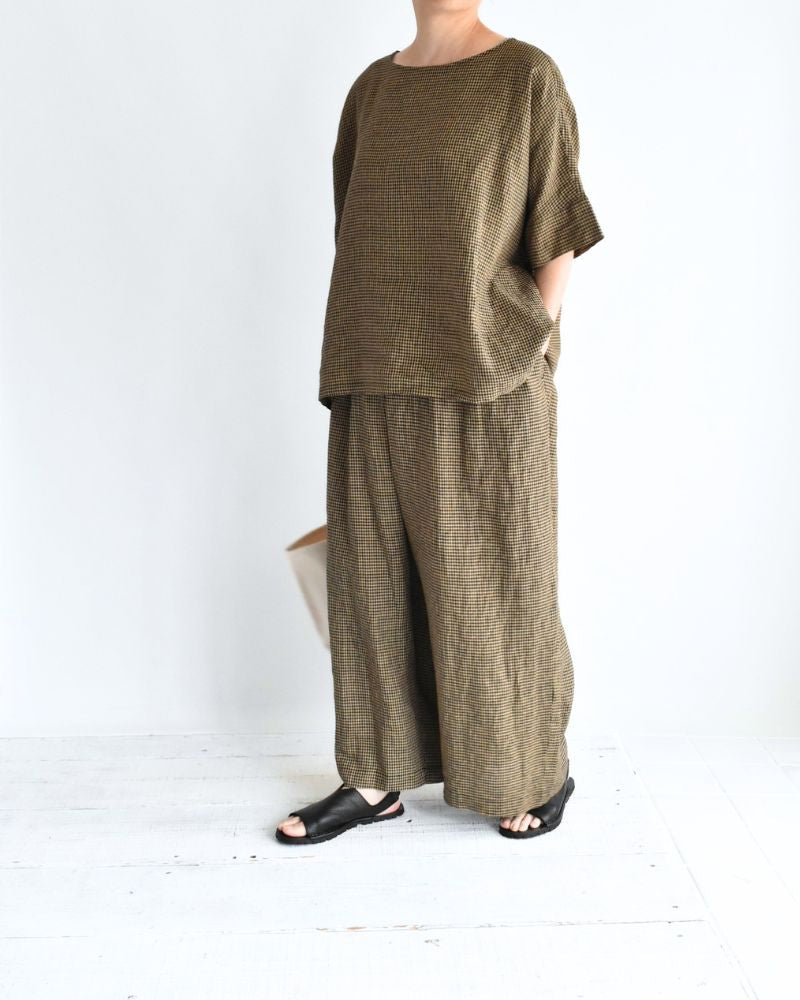 ワイドカフス Tブラウス Camel/Black