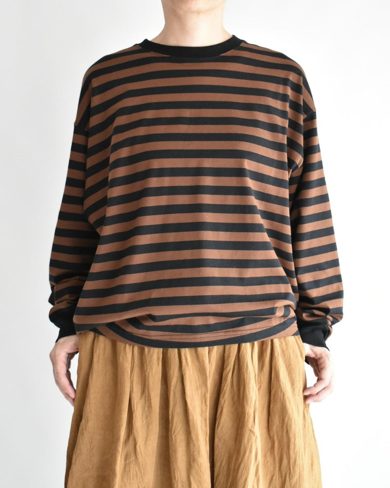 タック コクーンTシャツ Brown/Black Border