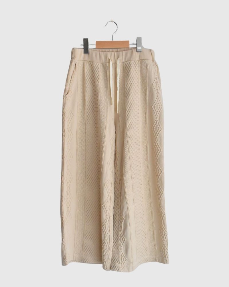 【sale】JACQUARD GARMENT DYE WIDE PANTS Ivory