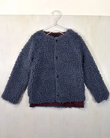 【sale】ノーカラーシープボアライトジャケット Blue　120cm