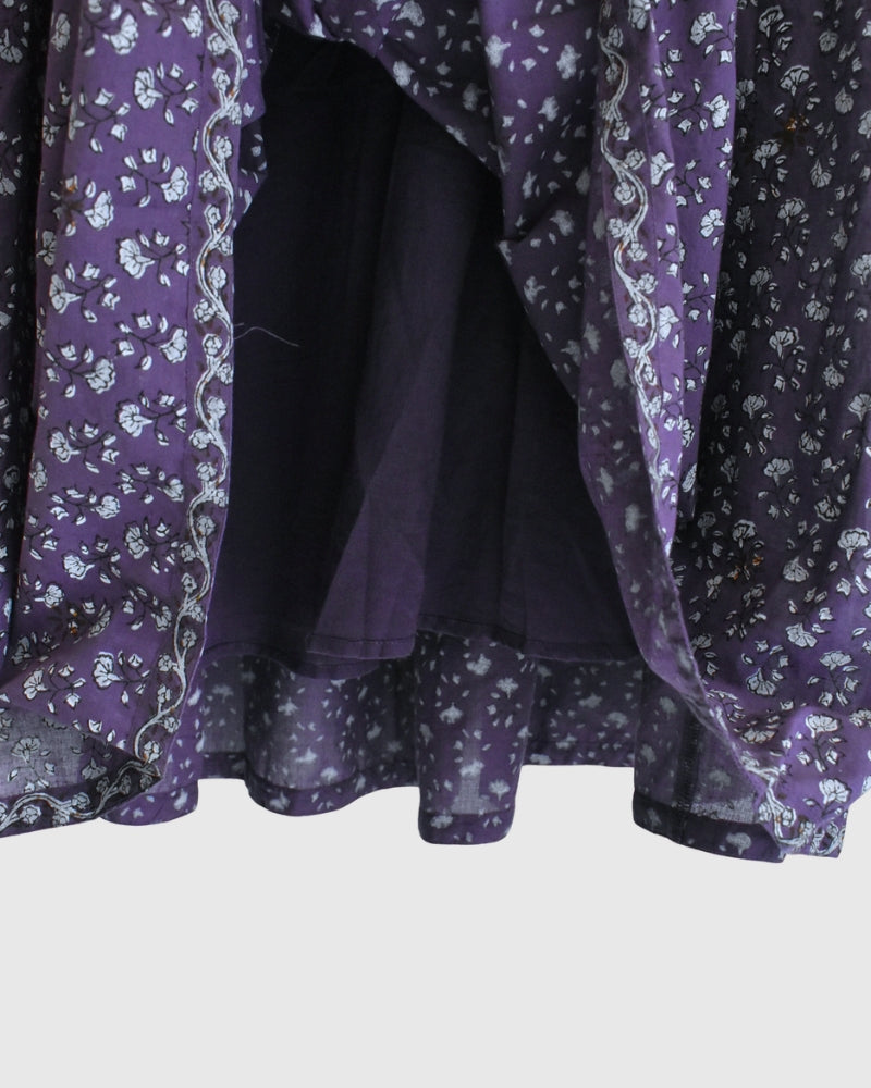 RAJASTHAN TUCK GATHERED SKIRT WITH LINING Purple
