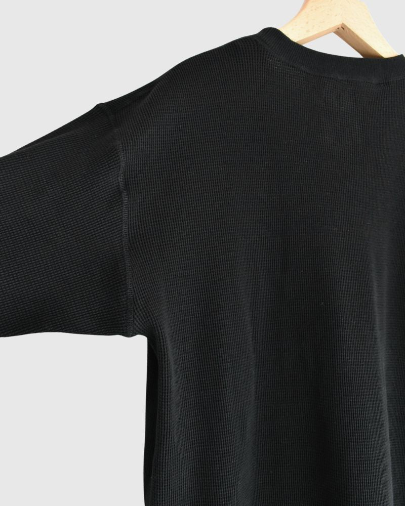 ワッフルロングスリーブTee Black