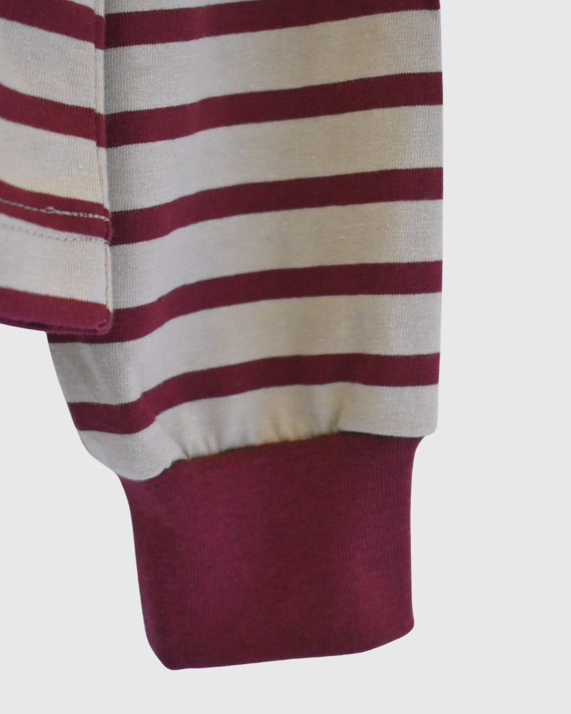 taco cotton ボーダーL/S Beige/Bordeaux