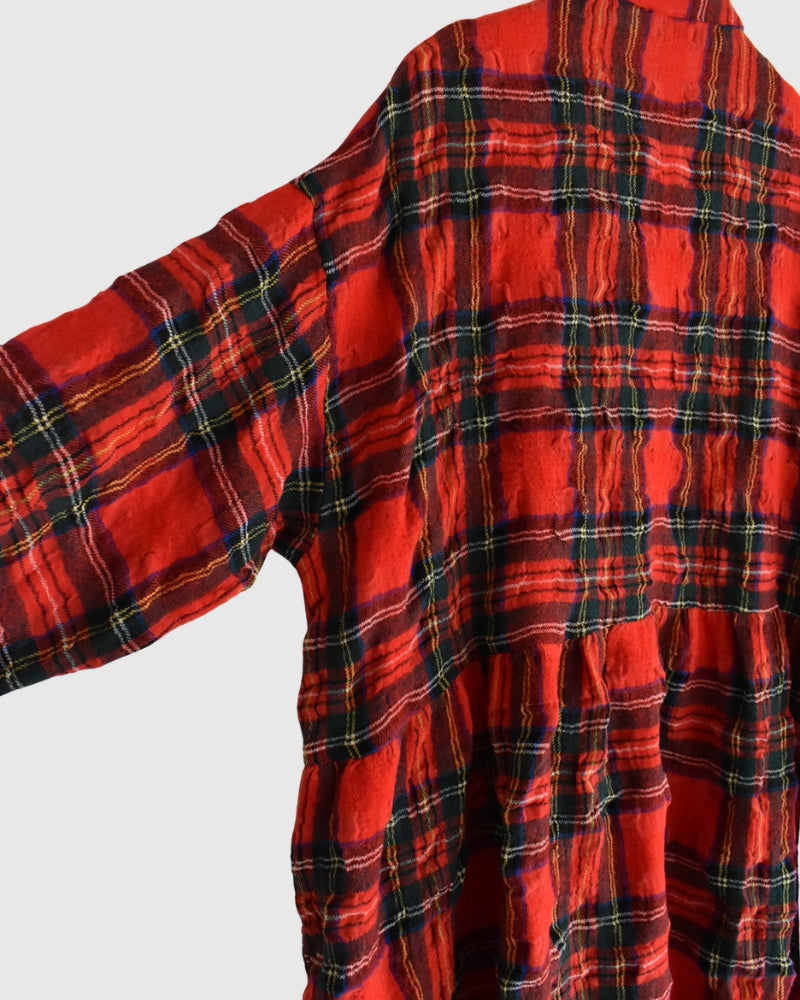 コットンウール タータンチェックドレス Red