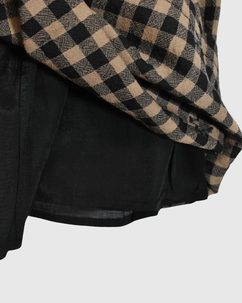 WOOL GINGHAM CHECK WITH JACQUARD EASY PANTS Camel