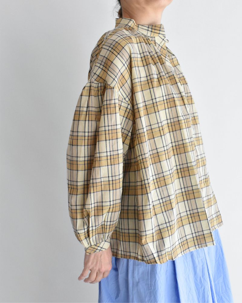 チェックヘンリーシャツ Beige/NavyCheck