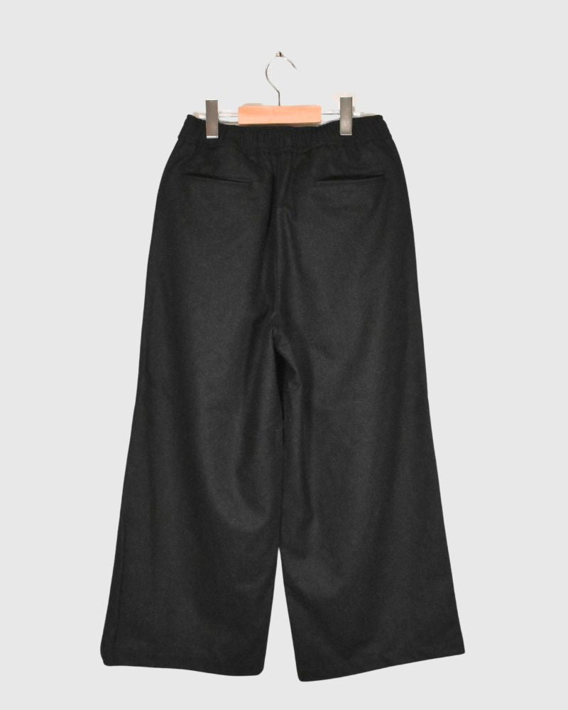 WOOL FLANNEL EASY WIDE PANTS Charcoal