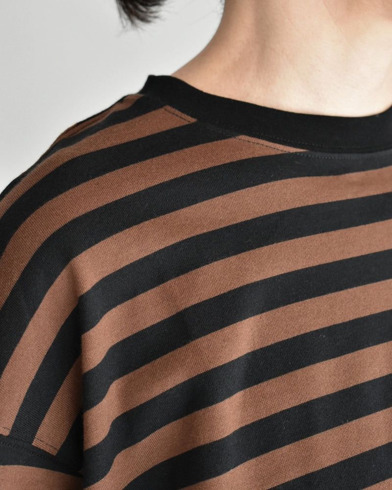 タック コクーンTシャツ Brown/Black Border