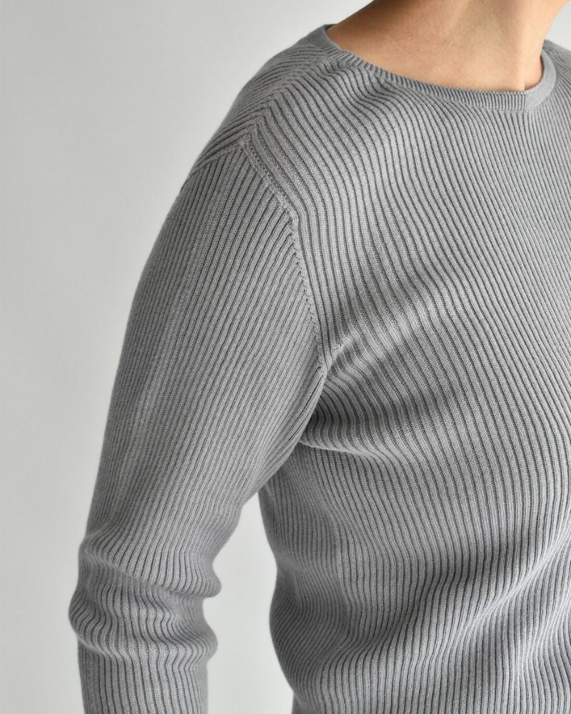JAPAN WHOLEGARMENT リブニットプルオーバー LightGray