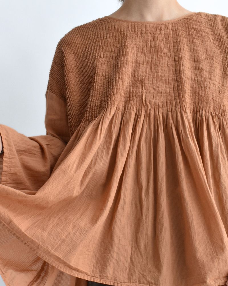 CREW-NECK 3/4 SL SHIRT WITH MINI PINTUCK DarkOrange