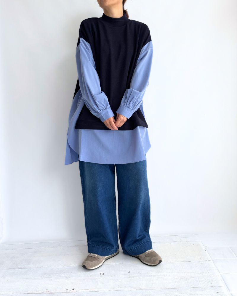 ニットコンビトップス 'JOHA' Navy