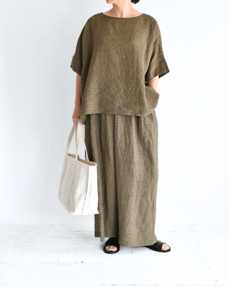 ワイドカフス Tブラウス Camel/Black