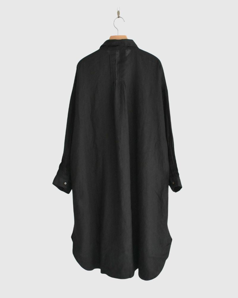 リネンタックシャツドレス Black
