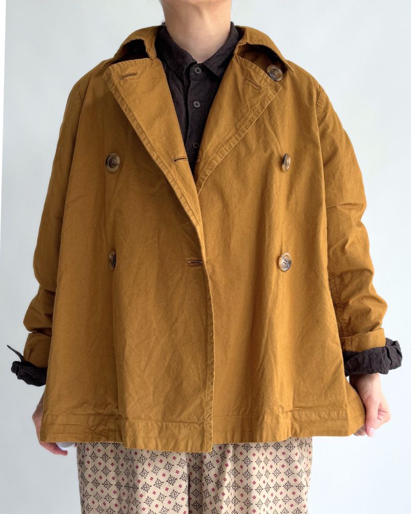 ダブルボタンショートコート Brown