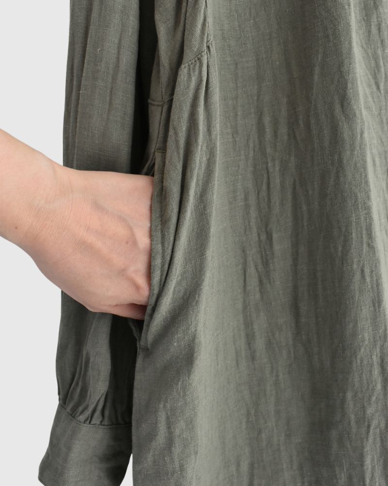 フレンチリネン ドレス Khaki
