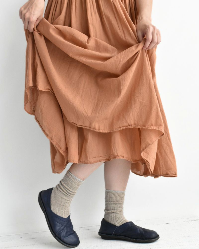 CREW-NECK F/SL DRESS WITH PINTUCK DarkOrange