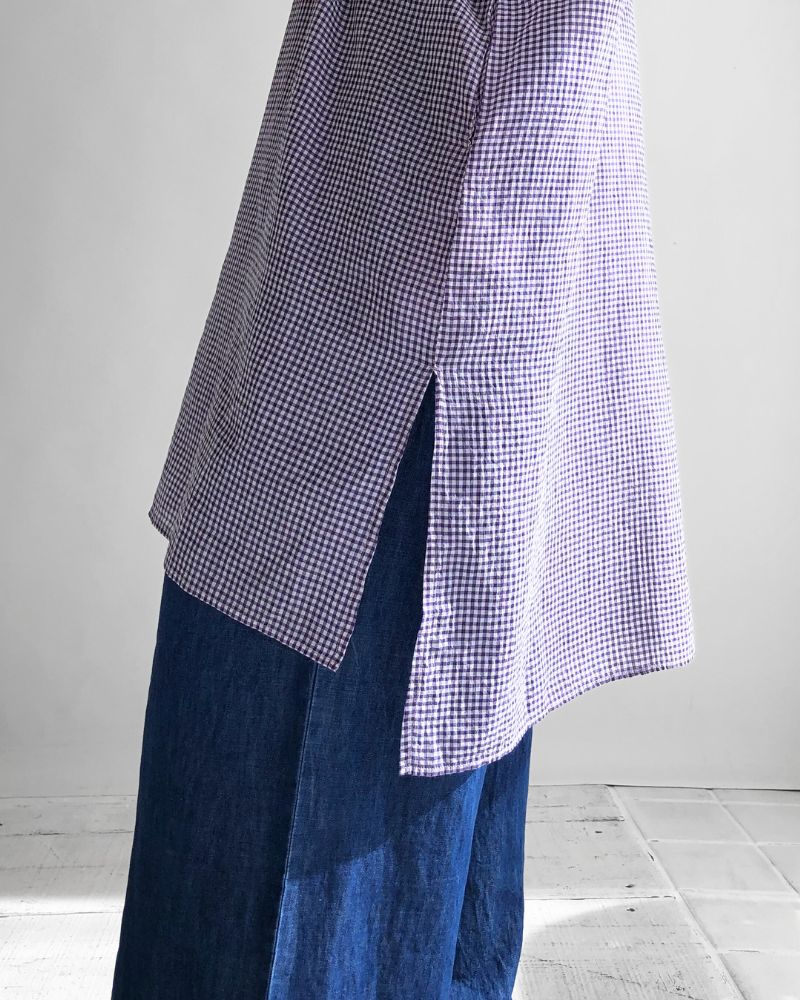 DROP SHOULDER SMOCK DRESS OffWhite/Purple