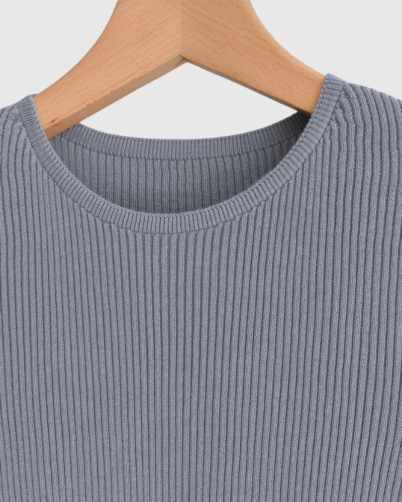 JAPAN WHOLEGARMENT リブニットプルオーバー LightGray