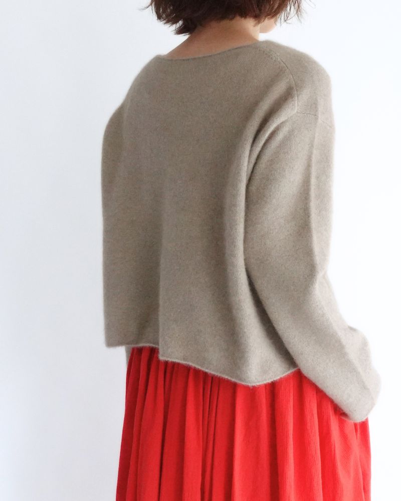 ラクリッチ クルーネックニットプルオーバー Natural