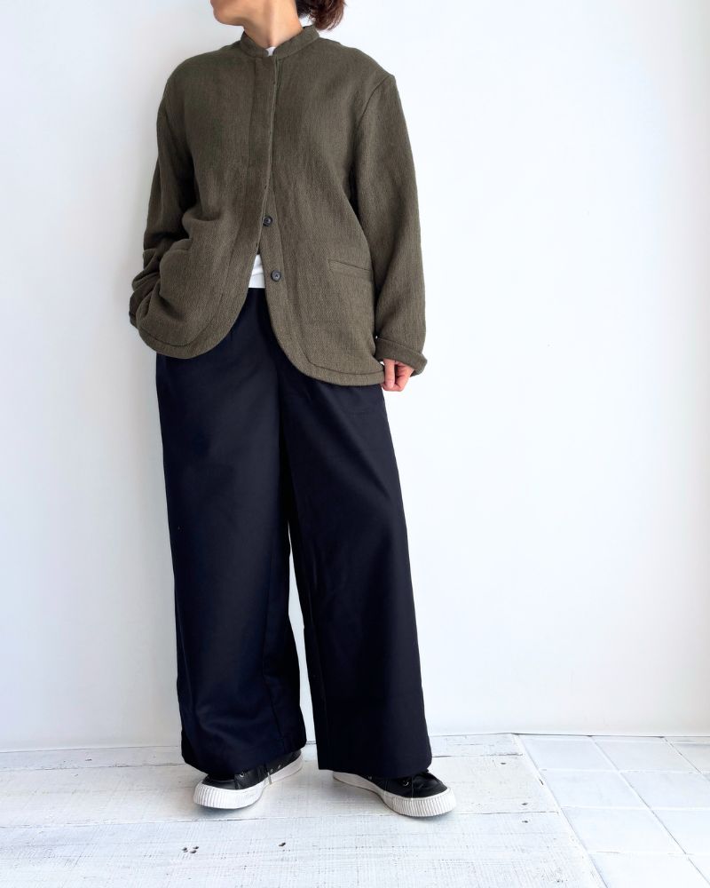 WOOL FLANNEL EASY WIDE PANTS Navy