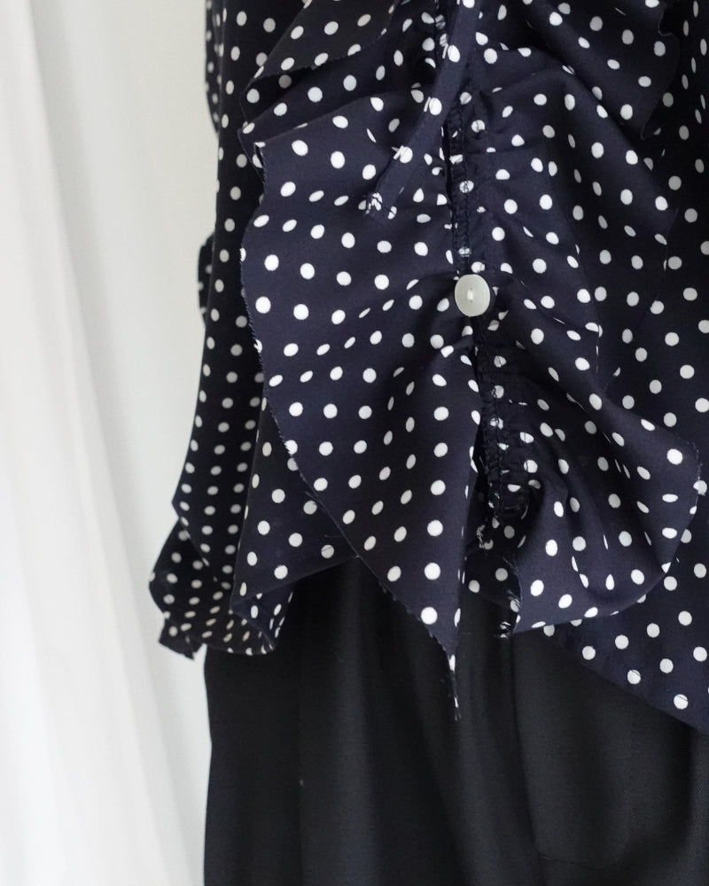 ドットフリルブラウス Navy