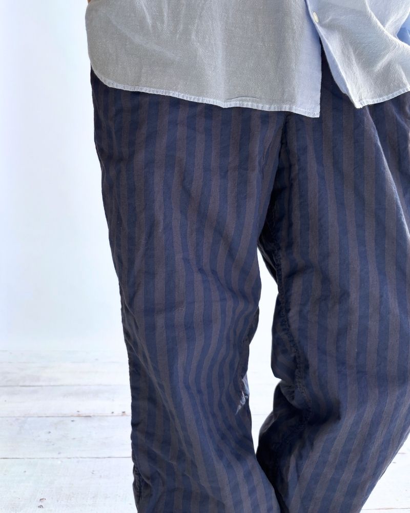POPLIN WIDE STRIPE (OVERDYE) EASY PANTS PurpleNavy