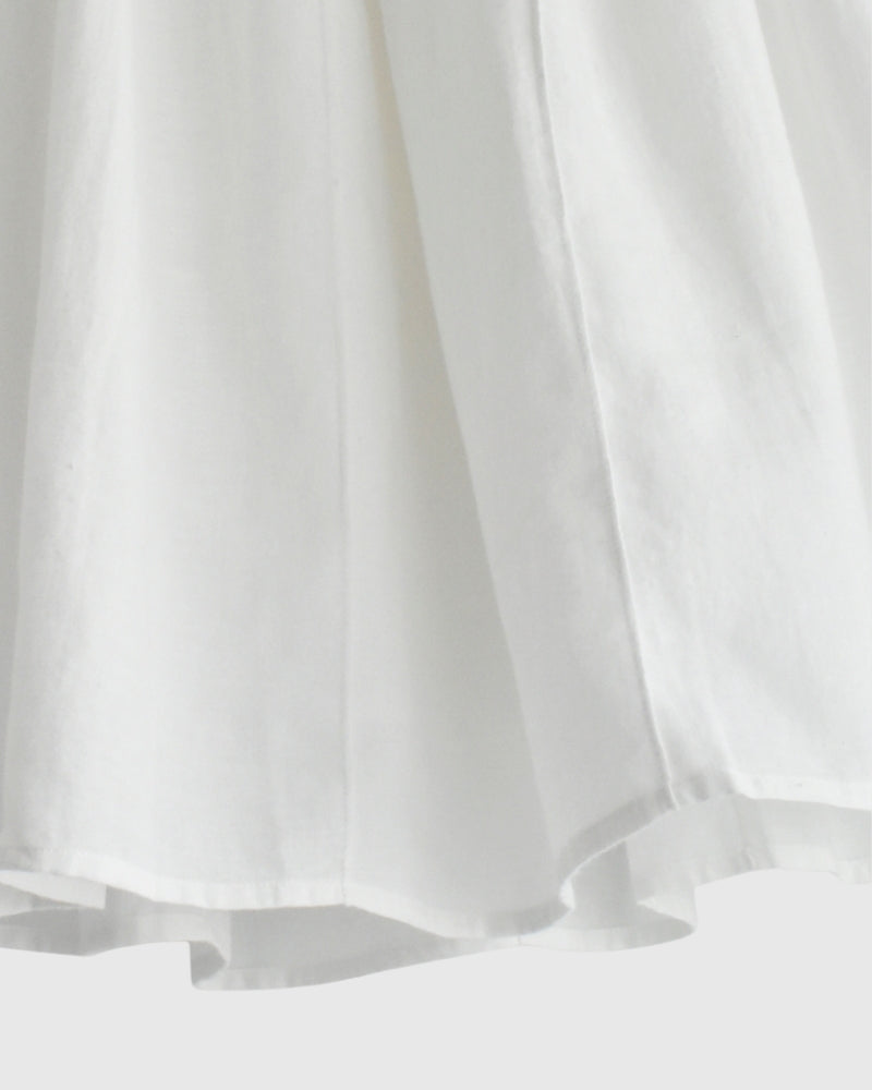 TWILL COTTON KHADI PLAIN GATHERED SKIRT White