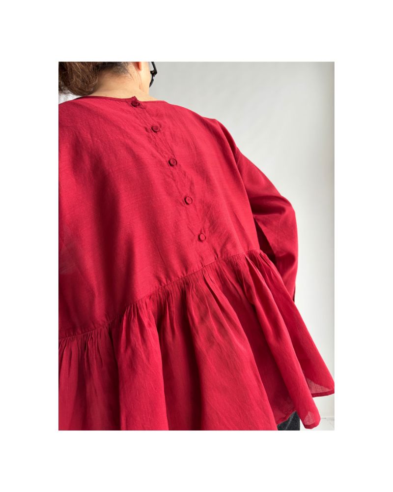 RAHASTHAN TUCK GATHERED PULLOVER Red
