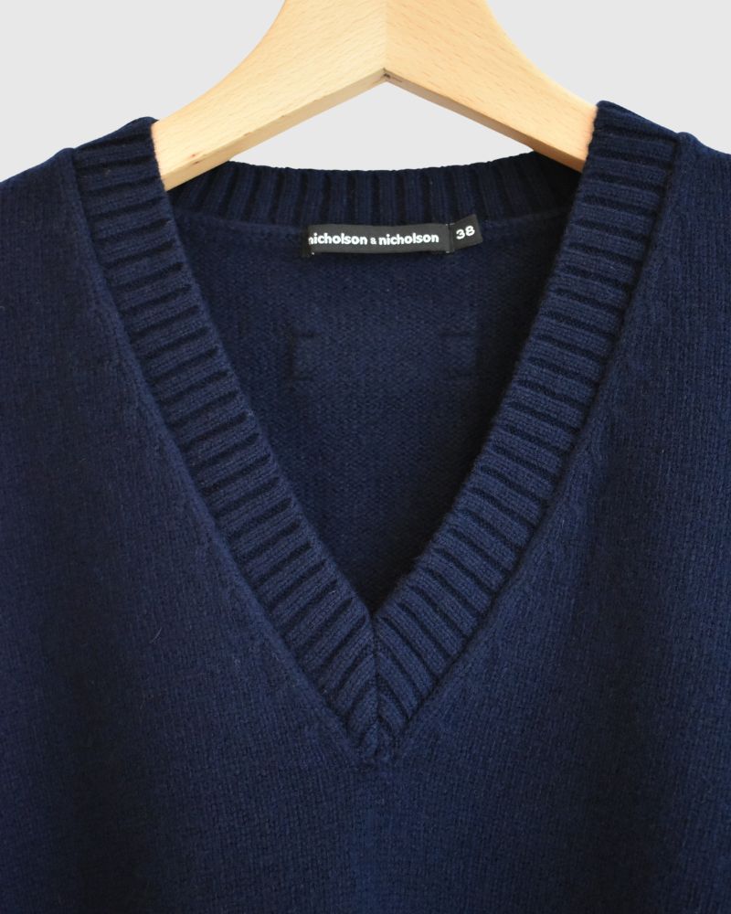 AURA Vネックニットプルオーバー Navy