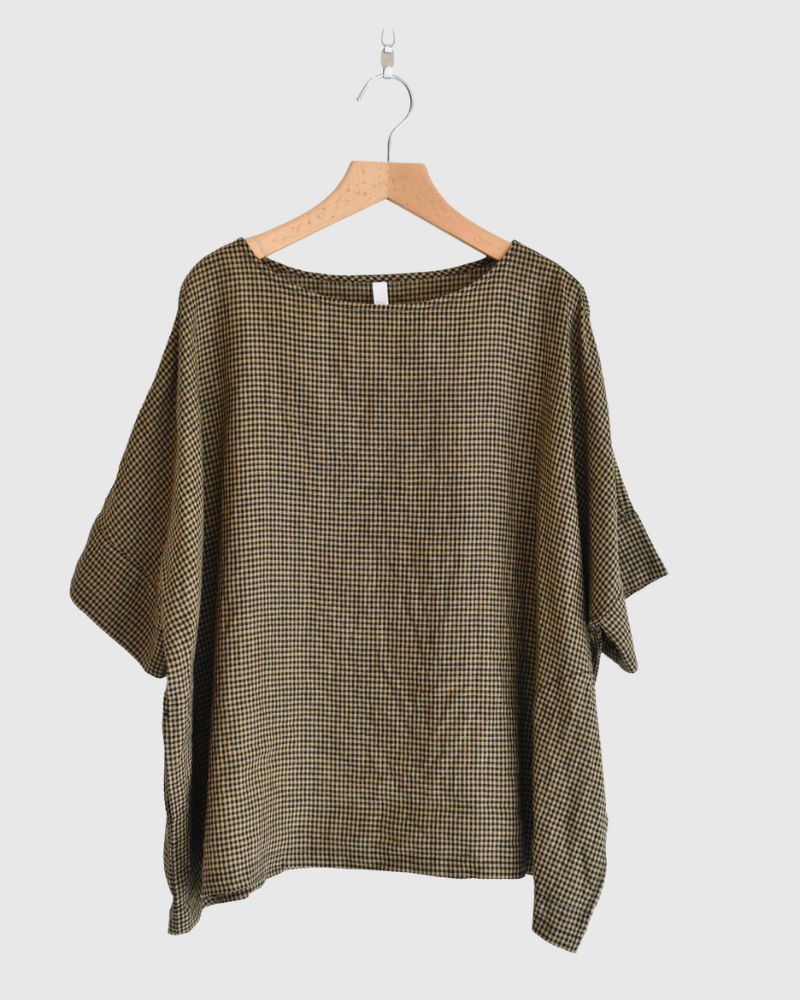 ワイドカフス Tブラウス Camel/Black