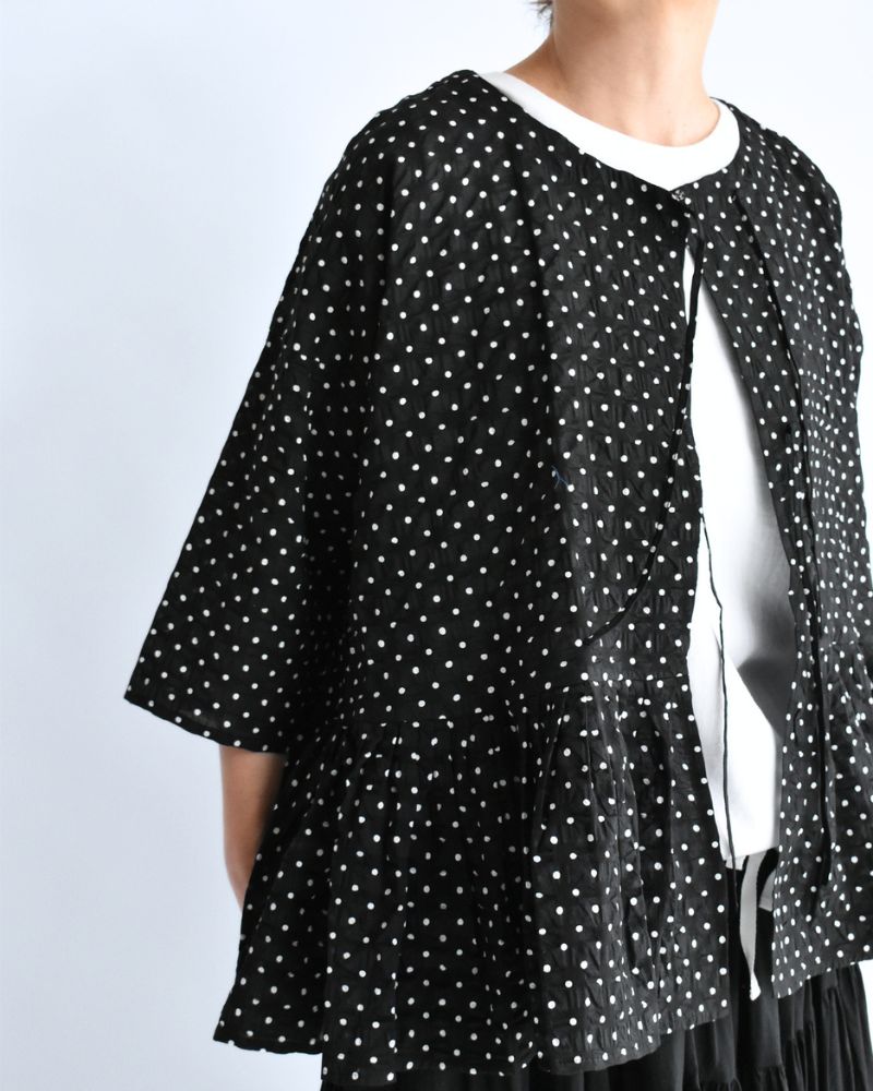リップルドット カシュクールブラウス Black/White