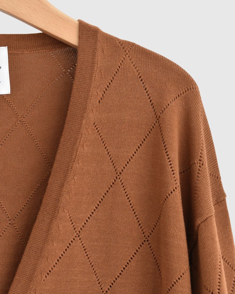透かし編みニットカーディガン 'EMILY' Camel