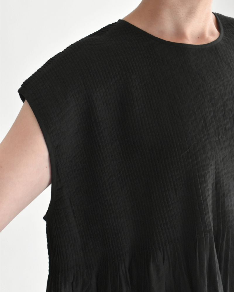 CREW-NECK F/SLEEVE SHIRT WITH MINI PINTUCK Black