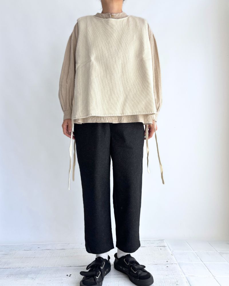 WOOL FLANNEL EASY TAPERED PANTS Charcoal