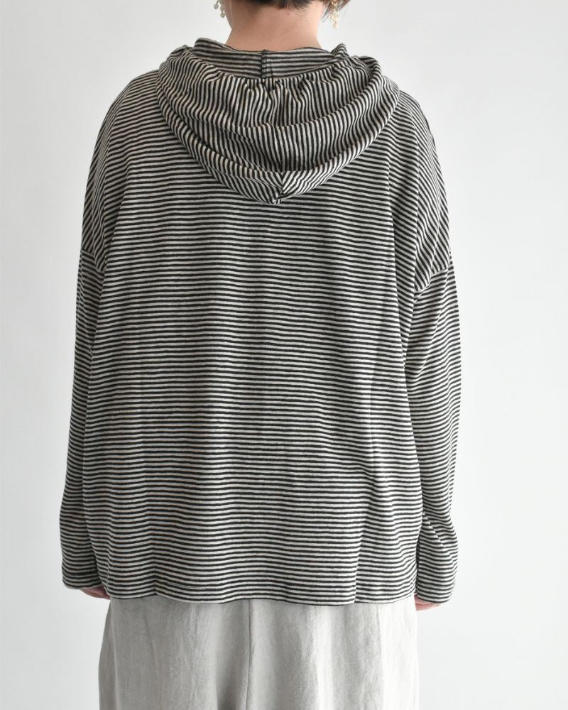 フードカーディガン（LINEN） Natural/Black