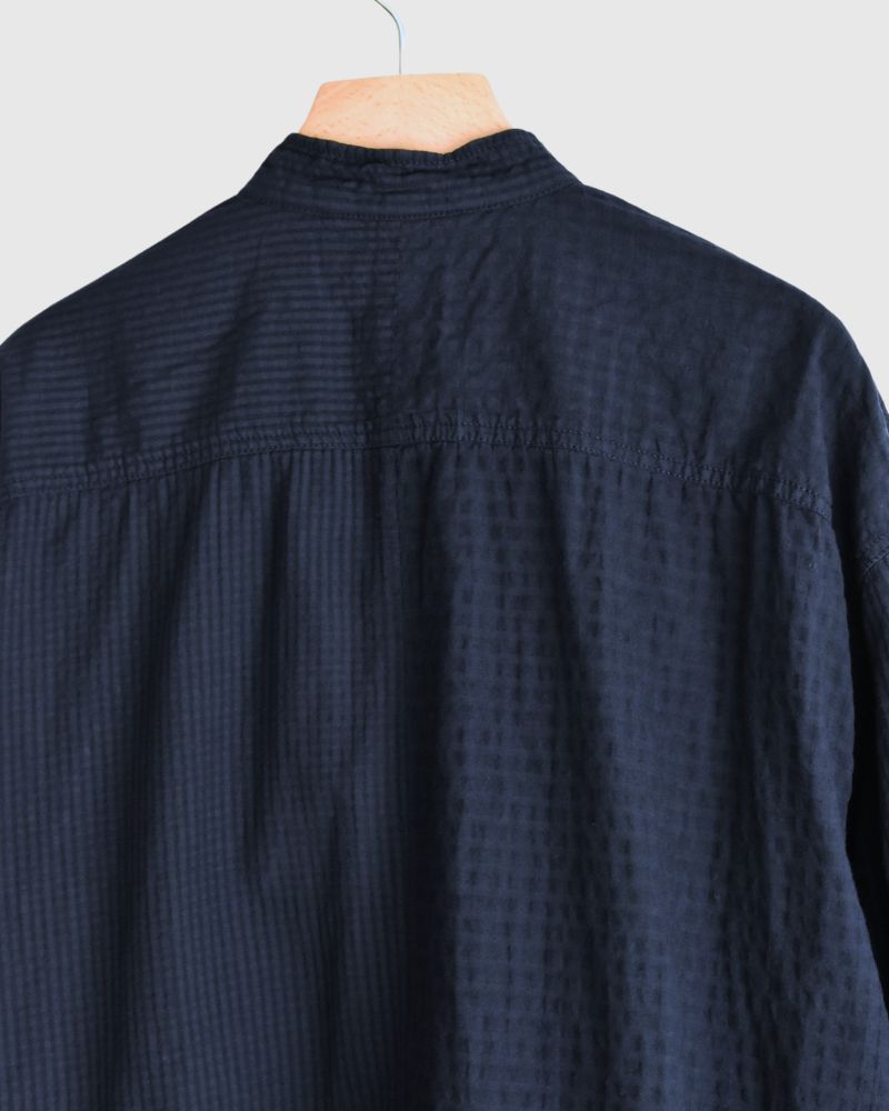 80s ORGANIC CHECK COMBI OVERDYE / BALL BUTTON 4 POCKET LONG JACKET Navy