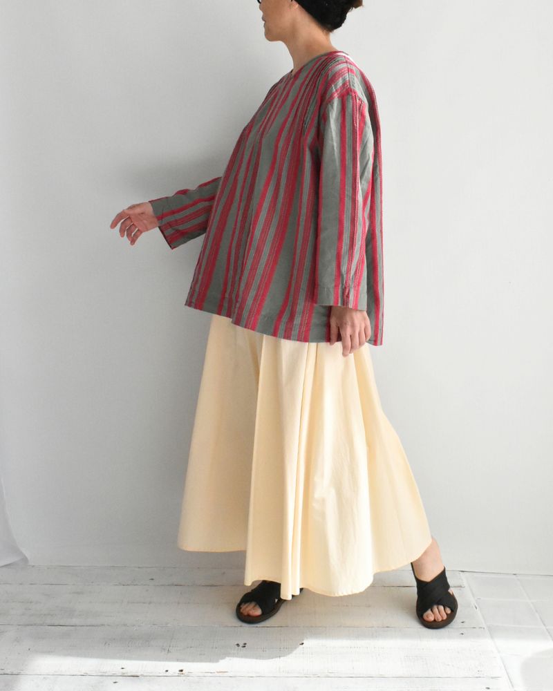 ジャガードストライプシャツ Khaki/Pink